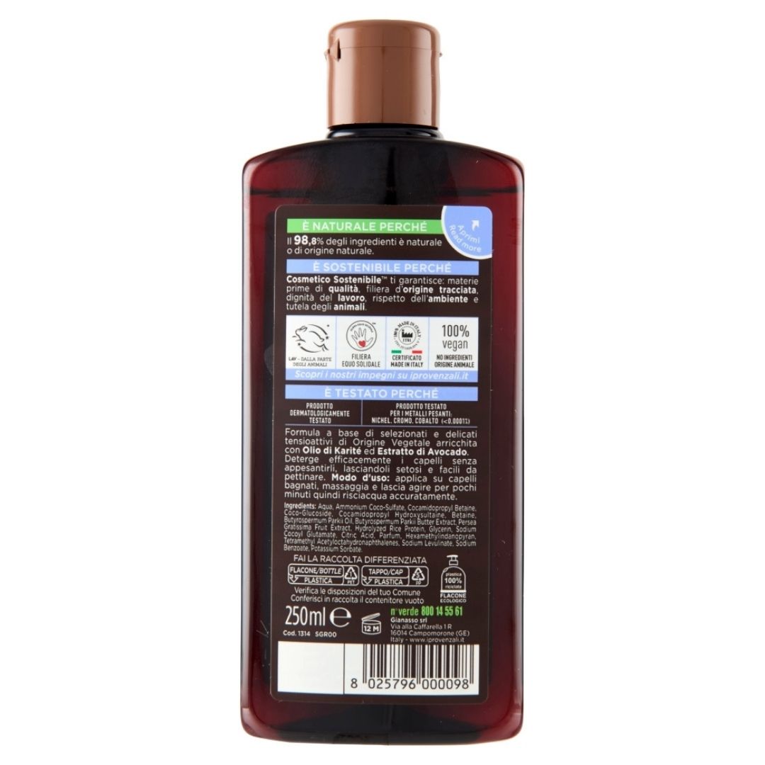 I PROVENZALI - Kit Shampoo e Balsamo Erboistico Karitè e Avocado per capelli Secchi e Crespi - 250ml + 200ml
