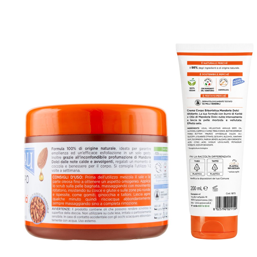I PROVENZALI - Kit Scrub Corpo Mandorle Dolci e Crema Corpo Mandolre Dolci - 600gr + 200ml