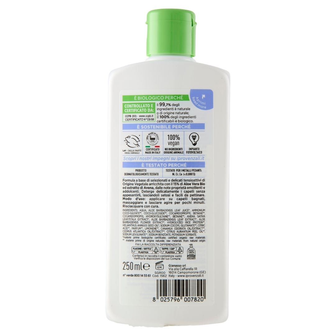I PROVENZALI - Shampoo Biologico Aloe e Avena per Capelli Normali - 250ml