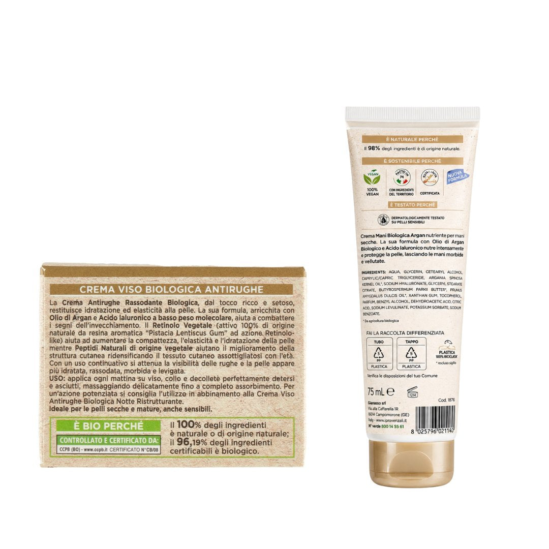 I PROVENZALI - Kit Crema Viso Biologica Argan e Crema Mani Biologica Argan - 50ml + 75 ml
