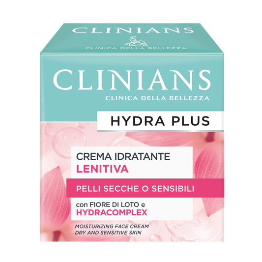 Clinians Hydra Plus Crema Viso Idratante e Lenitiva, 50 ml, per Pelli Sensibili