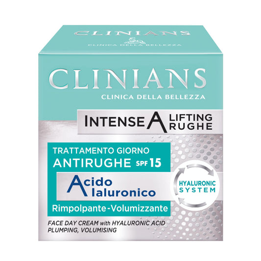 Clinians Intense A Crema Viso Antirughe, 50 ml, con Acido Ialuronico e SPF 15