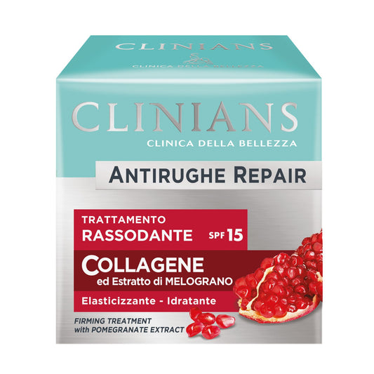 Clinians Antirughe Repair Crema Viso Rassodante, 50 ml, con Estratto di Melograno e SPF 15