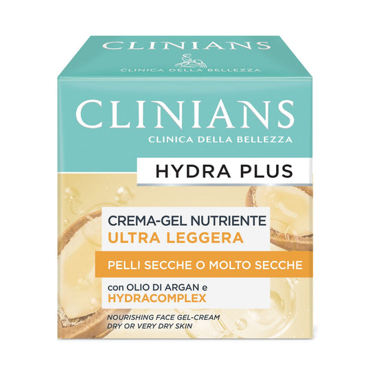 Clinians Hydra Plus Crema Gel Viso Ultra Leggera, 50 ml, per Pelli Secche