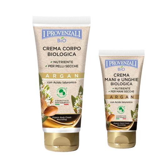 I PROVENZALI - Kit Crema Corpo Biologica Argan e Crema Mani Biologica Argan - 200ml + 75ml
