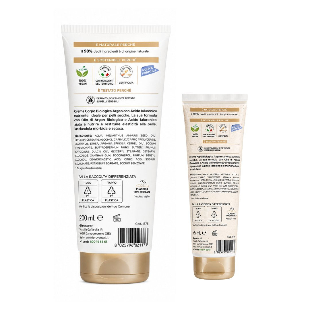 I PROVENZALI - Kit Crema Corpo Biologica Argan e Crema Mani Biologica Argan - 200ml + 75ml