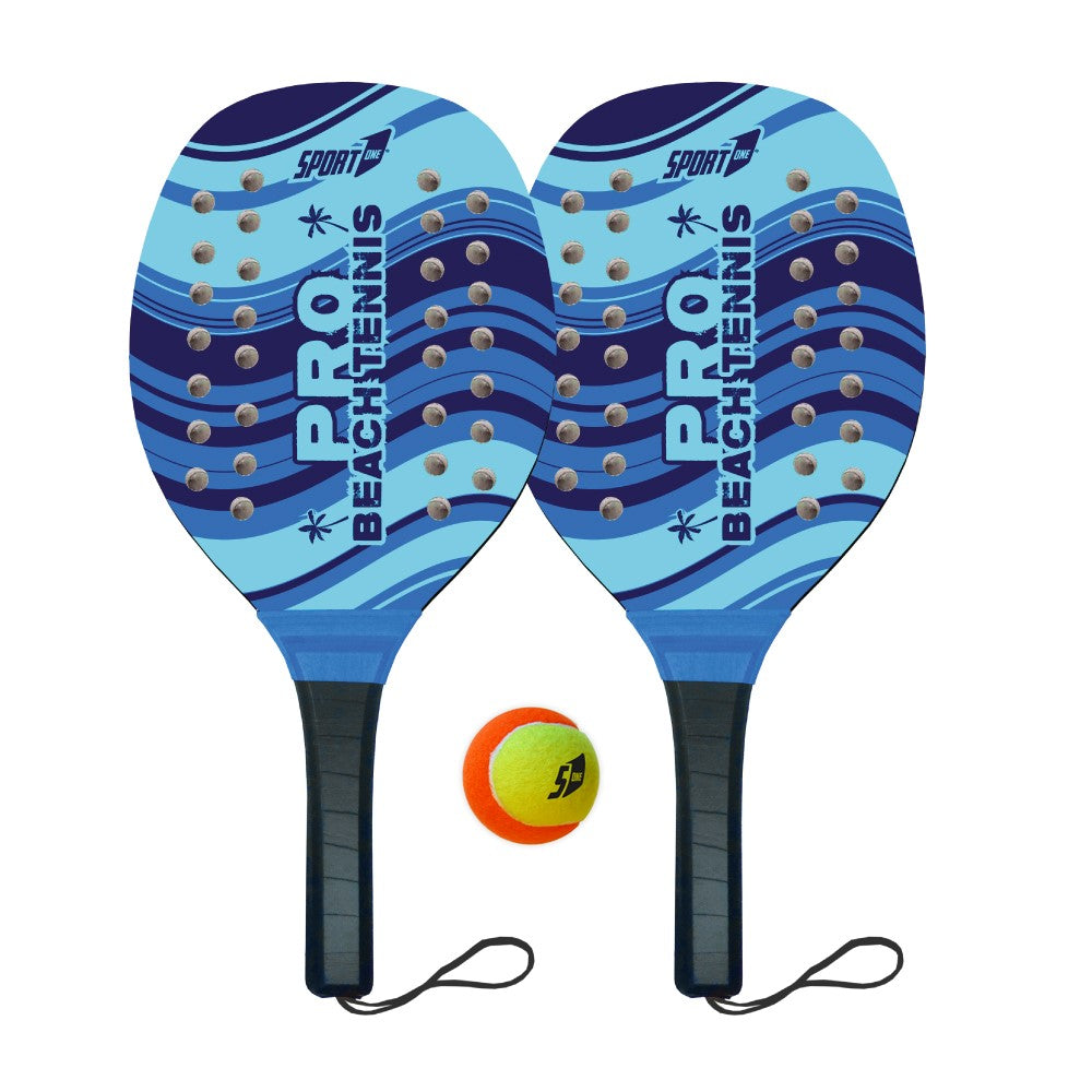 Kit Racchettoni Blu E Pallone Da Beach Volley