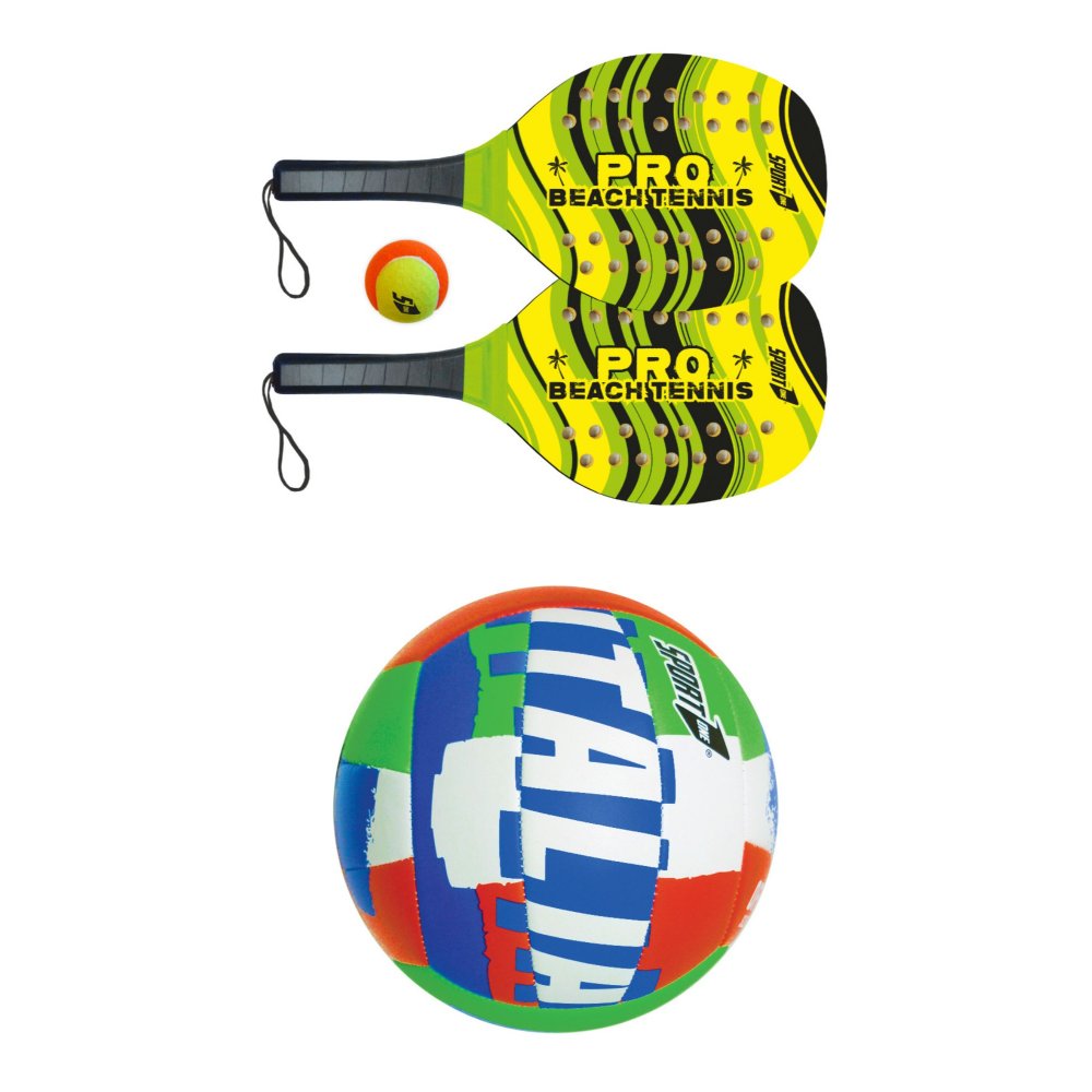 Kit Racchettoni Giallo E Pallone Da Beach Volley