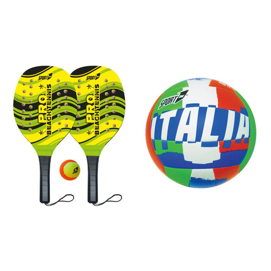 Kit Racchettoni Giallo E Pallone Da Beach Volley