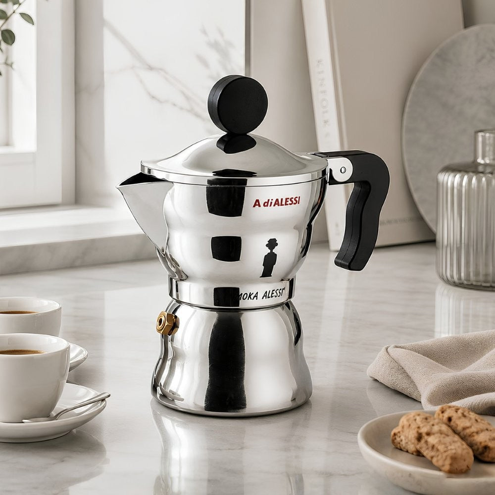 Moka Alessi Caffettiera espresso da 3 tazze Nero