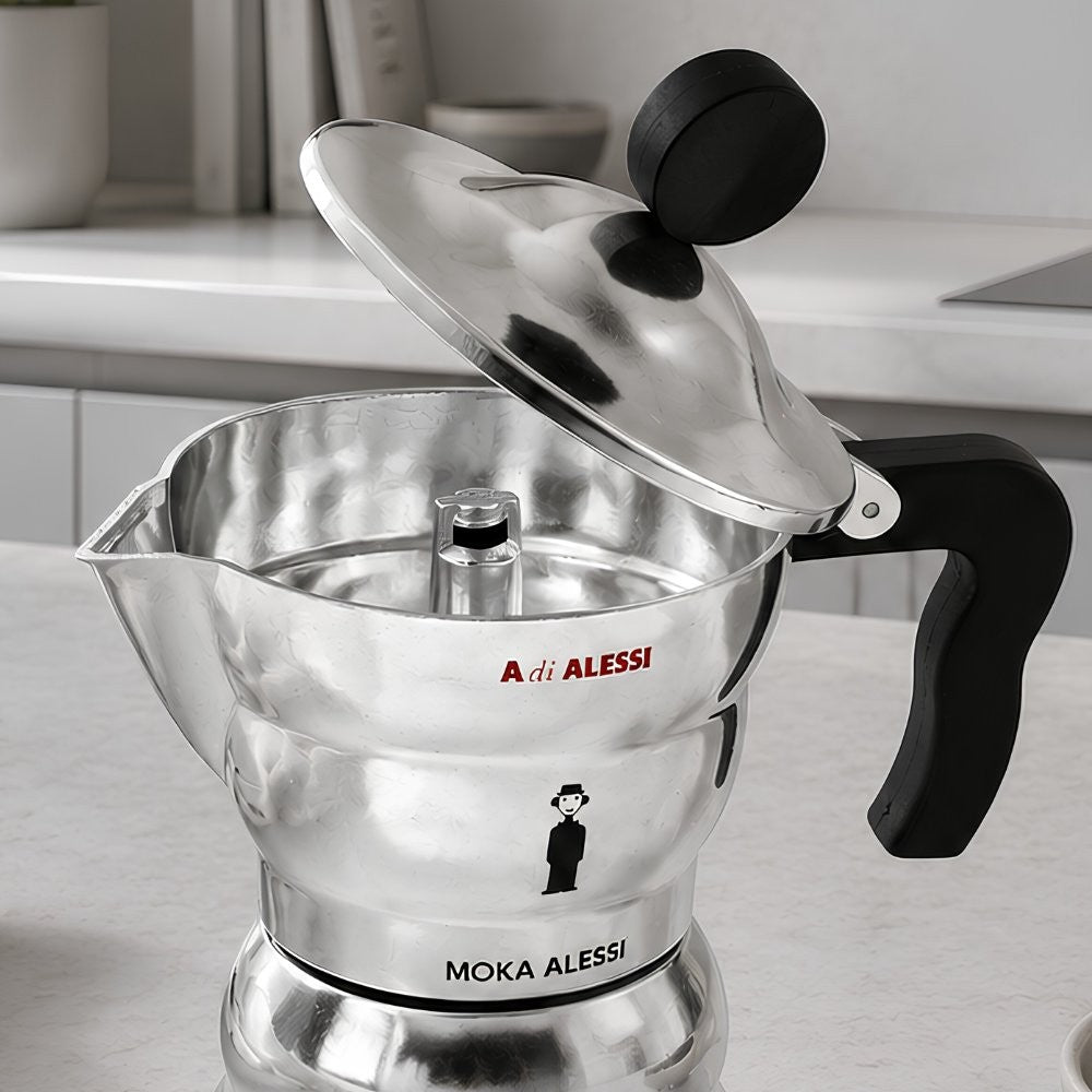 Moka Alessi Caffettiera espresso da 3 tazze Nero