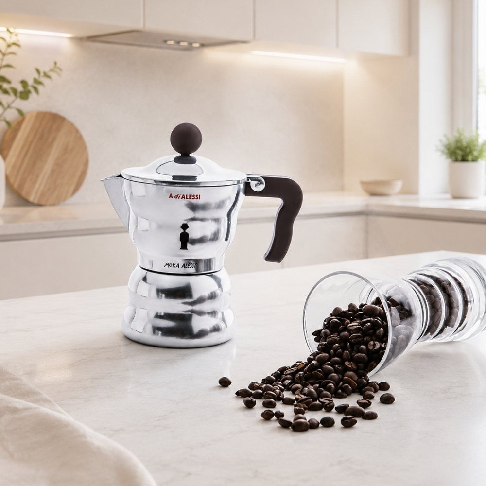 Moka Alessi Caffettiera espresso da 3 tazze Nero
