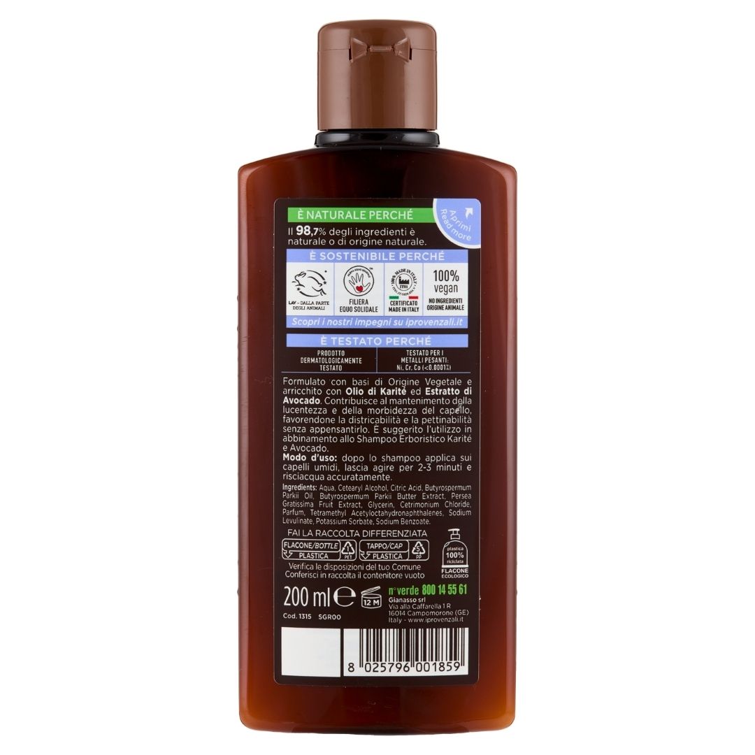 I PROVENZALI - Shampoo Erboistico Karitè e Avocado per capelli Secchi e Crespi - 250ml