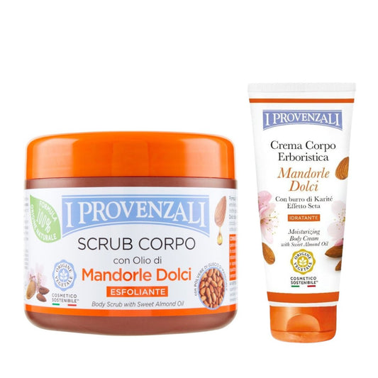 I PROVENZALI - Kit Scrub Corpo Mandorle Dolci e Crema Corpo Mandolre Dolci - 600gr + 200ml