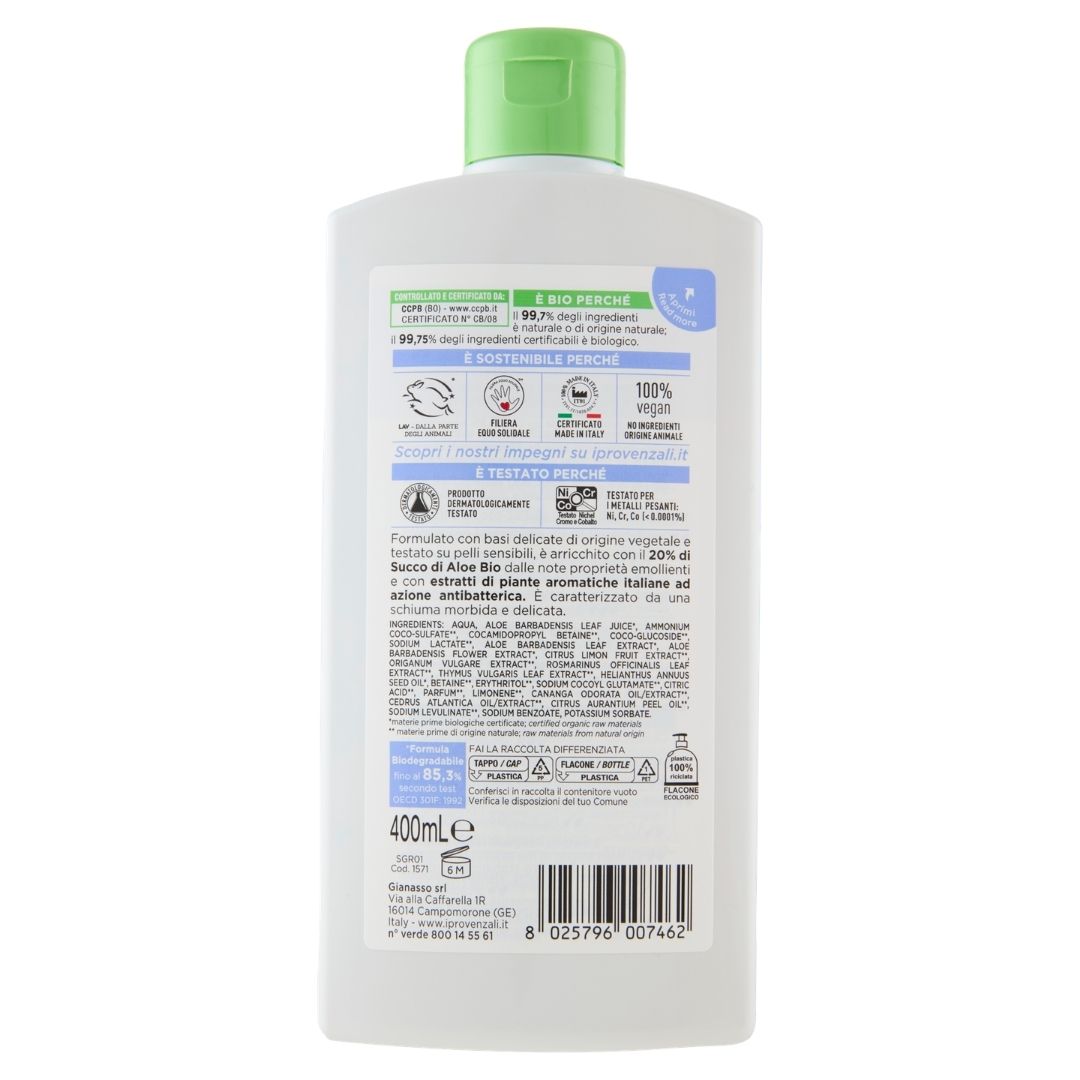 I PROVENZALI - Bagnodoccia Biologico Aloe - Delicato - 400ml