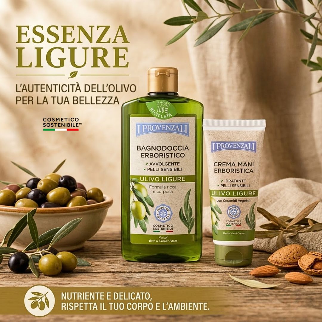 I PROVENZALI - Kit Bagnodoccia Erboristico Ulivo Ligure e Crema Mani Erboristica Ulivo Ligure - 400ml + 75ml
