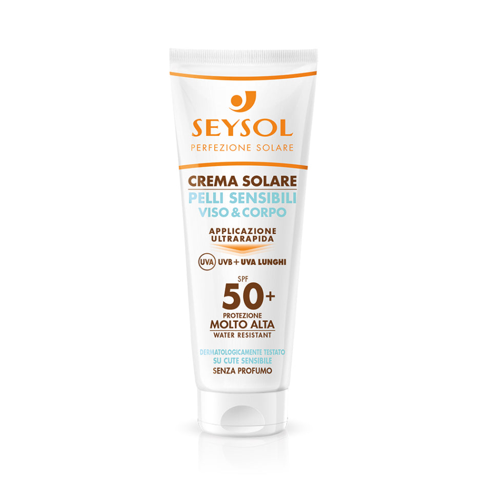 Seysol Crema Solare protezione 50+ per pelli sensibili, viso e corpo