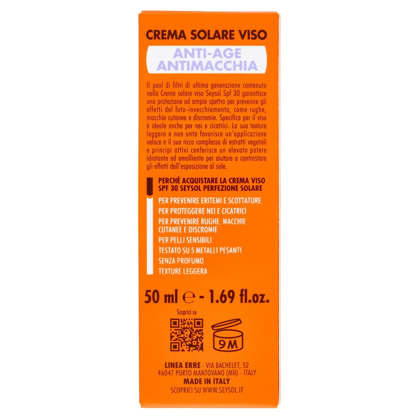 Seysol Crema Solare Viso SPF 30 Anti-Age – Protezione media, Previene Rughe e Macchie, Pelli Sensibili, Texture Leggera