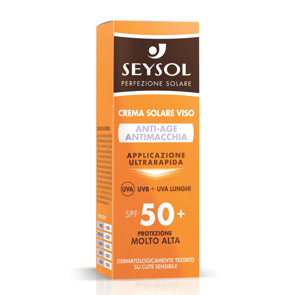 Seysol Crema Solare Viso Anti-Age SPF 50+ – Protezione Alta, Previene Rughe e Macchie, Texture Leggera, Pelli Sensibili