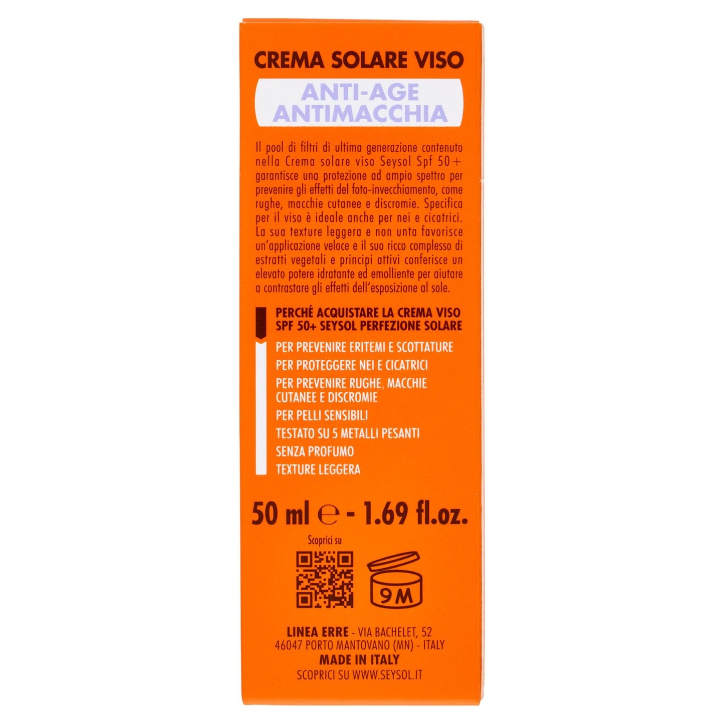 Seysol Crema Solare Viso Anti-Age SPF 50+ – Protezione Alta, Previene Rughe e Macchie, Texture Leggera, Pelli Sensibili