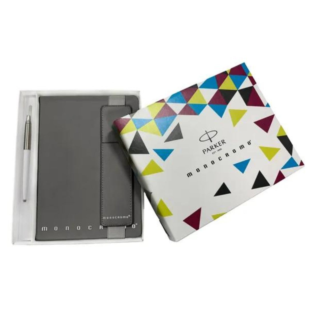 Cofanetto Notebook Monocromo con penna Jotter Parker Abbinata - Eleganza e Funzionalità, Grigio