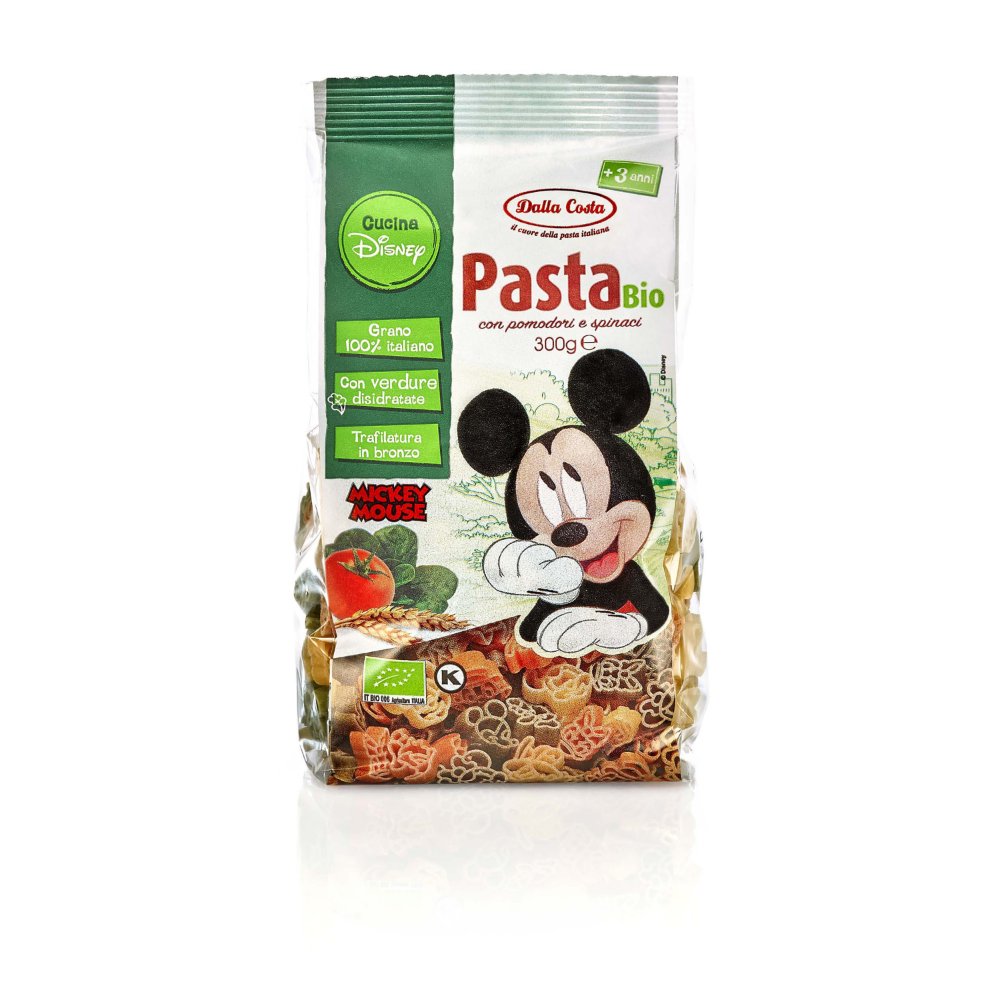 Dalla Costa Pasta Mickey biologica con pomodoro e spinaci confezione risparmio 12x300 grammi
