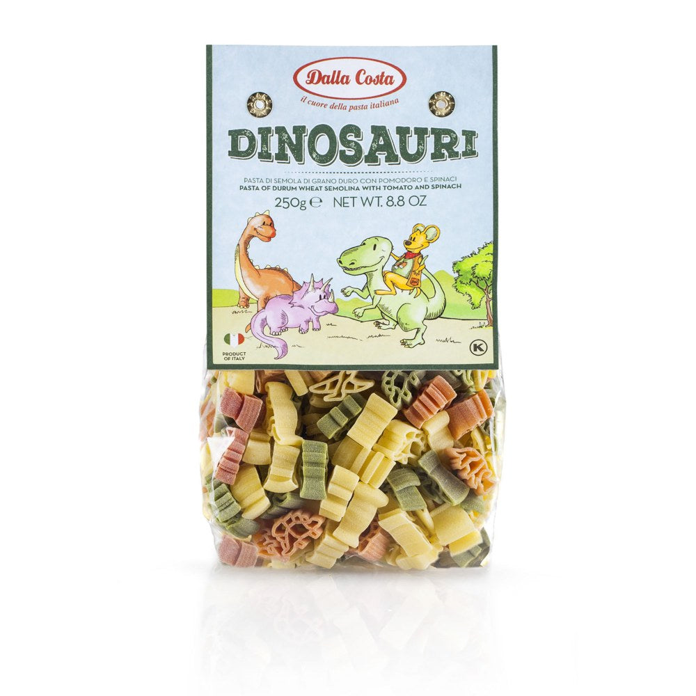 Dalla Costa Pasta Dinosauri tricolore con pomodoro e spinaci confezione risparmio 12x250 grammi