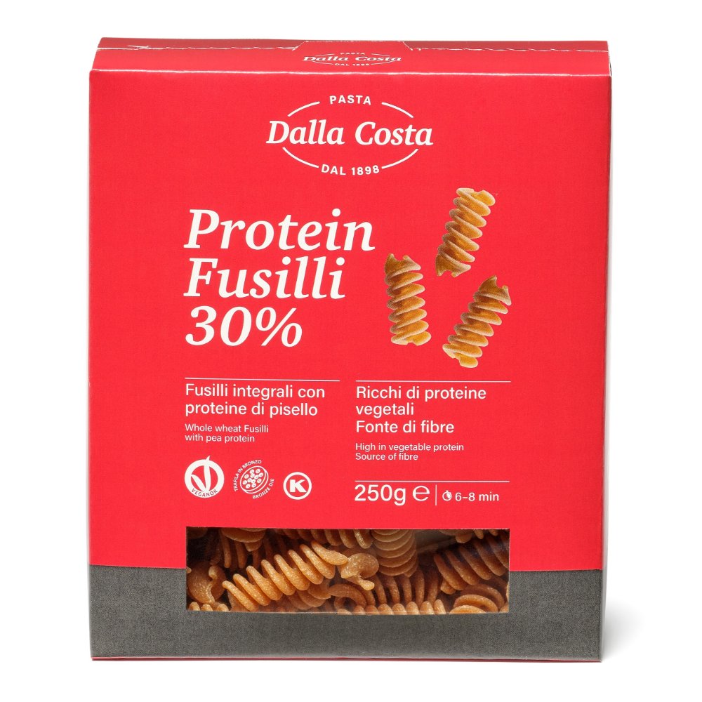 Dalla Costa Pasta Proteica Fusilli 30% Proteine pisello confezione risparmio 8 x250 grammi