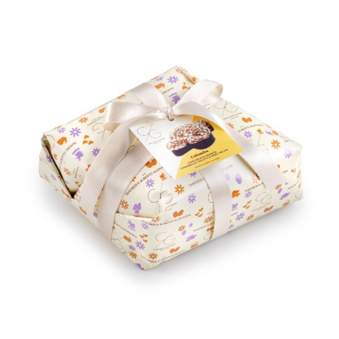 Cioccolato Gorumet Colomba Cioccolato bianco, caramello salato e noci pecan 750gr