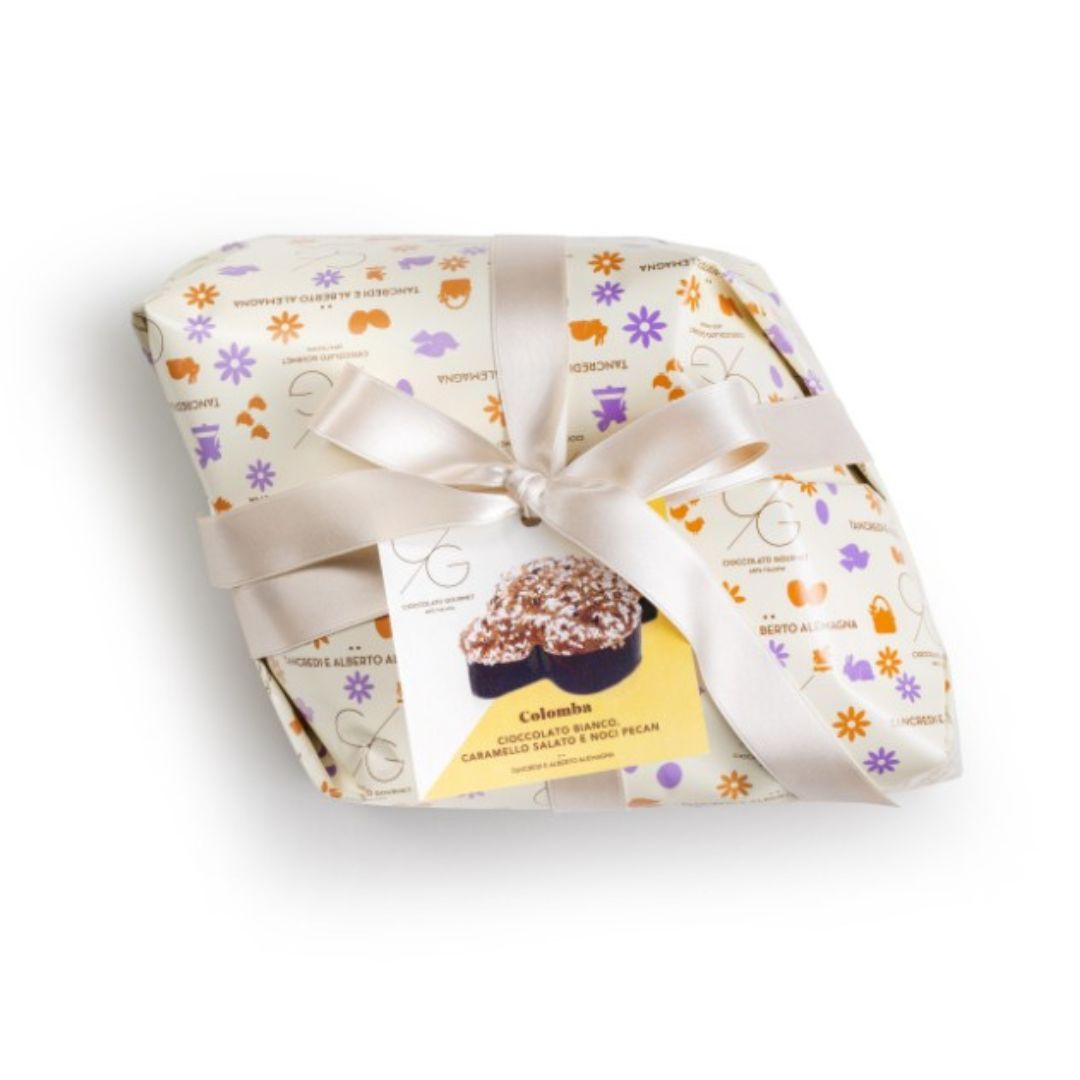 Cioccolato Gorumet Colomba Cioccolato bianco, caramello salato e noci pecan 750gr