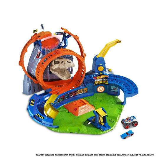 Hot Wheels Monster Trucks Arena Vulcano, Playset con luci e suoni, 2 lanciatori, 1 Monster Truck e 1 macchinina 3+ anni